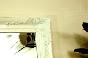 190x114cm Gloss White Ornate Mirror