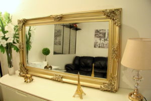 Champagne thick ornate mirror 143x83cm 5