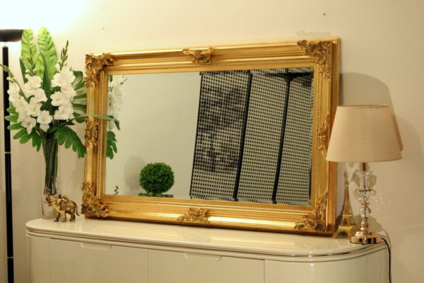 Gold leaf thick ornate mirror 143x83cm